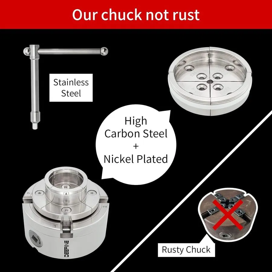 Режущий инструмент 4" Nickel Plated Wood Lathe Chuck Set 1"x8TPI & 3/4"x16TPI Ad — фото лота 1