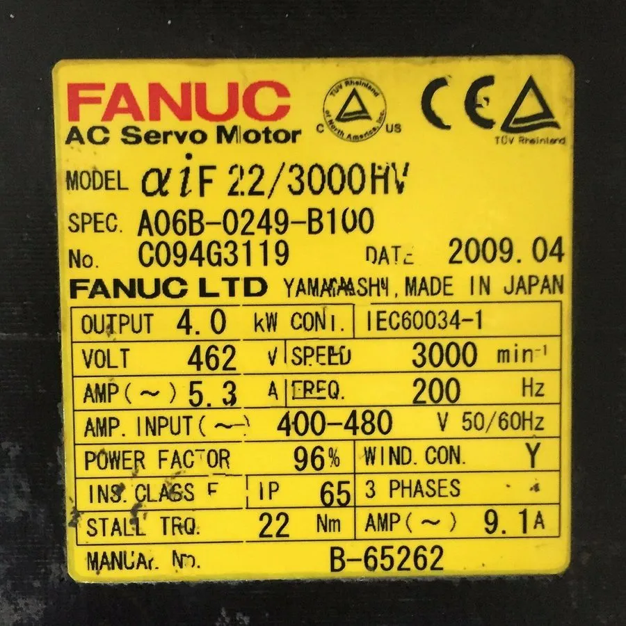 Серводвигатель FANUC A06B-0249-B100 AC servo motor Shipping