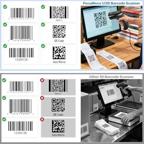Сканер штрих-кода EYH2 Handheld USB 2D Barcode Scanner, Wired Automatic QR Code 