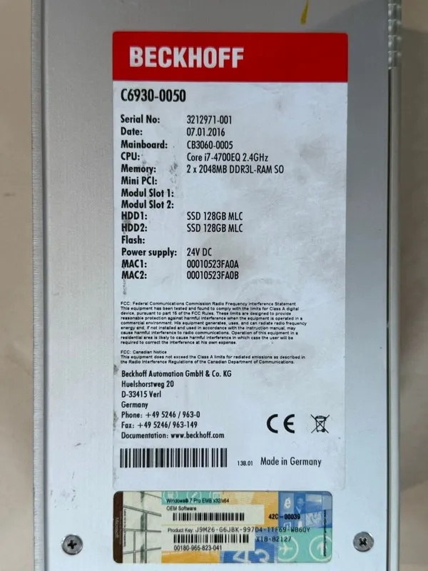 Промышленный компьютер BECKHOFF C6930-0050 C6930 INDUSTRIAL PC