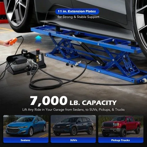 Автоподъёмник OMT 7000lb Portable Car Lift with 26.8" Max Height Auto Lock Remot — фото лота 2