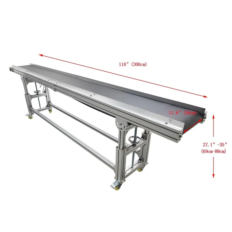 Конвейер 118"L 15.7"W Electric PVC Belt Conveyor Transport Machine Speed 4-20m/m — фото лота 1