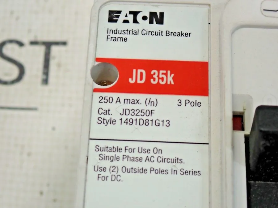 Автоматический выключатель EATON WESTINGHOUSE JD3250F JD 3 POLE 200 AMP TRIP 480
