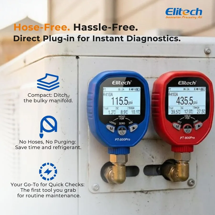 Манометрический коллектор Elitech PT-500/800Pro Wireless Digital Manifold Gauge — фото лота 1