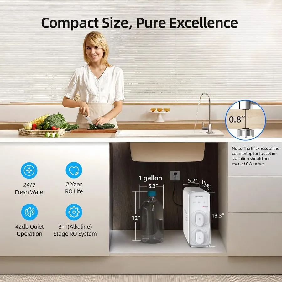 Насос SimPure 400GPD 8-Stage UV Reverse Osmosis System Water Filter System+3 Fil