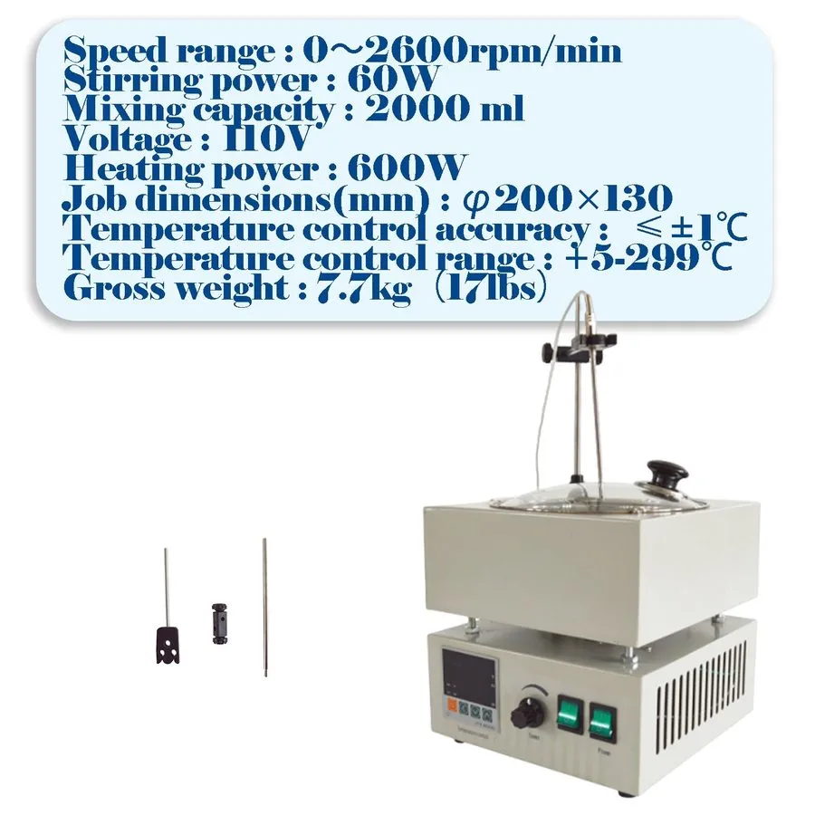 Магнитная мешалка DF-101S 110V 660W 2L Lab Heat Collecting Magnetic Agitator Sti