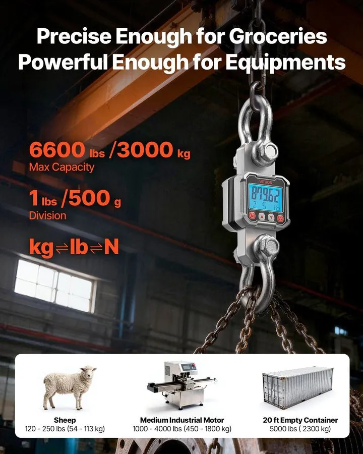 Весы Digital Crane Scale, 6600 lbs/3000 kg Max Capacity, Heavy Duty Industrial H