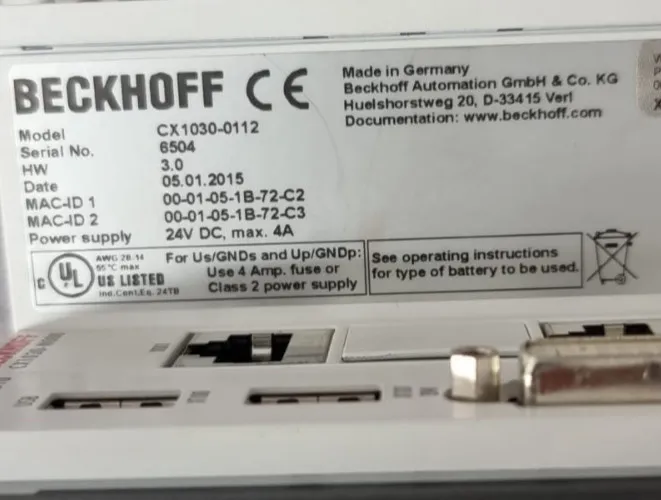 Beckhoff CX1030-0112 HW: 3.0 + CX1030 + N010 + CX1030-N000 + CX1100-0014