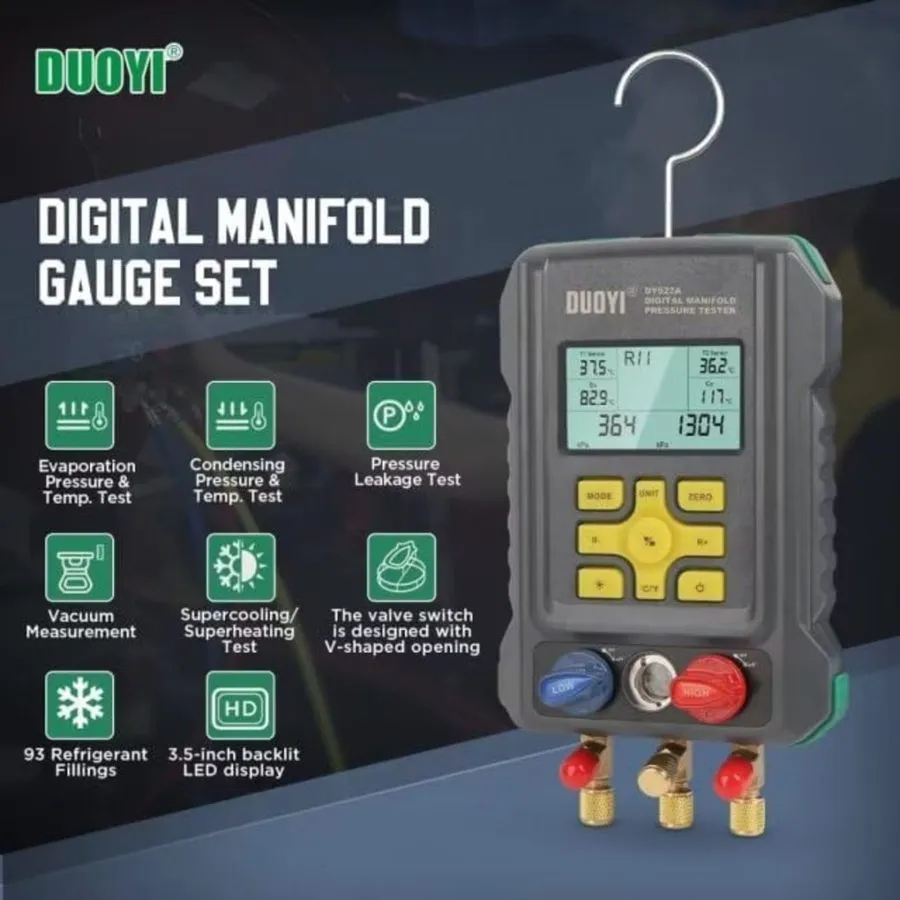 Клапан DUOYI DY522A Digital HVAC Manifold Gauge Ball Valve Refrigerant Pressure  — фото лота 2