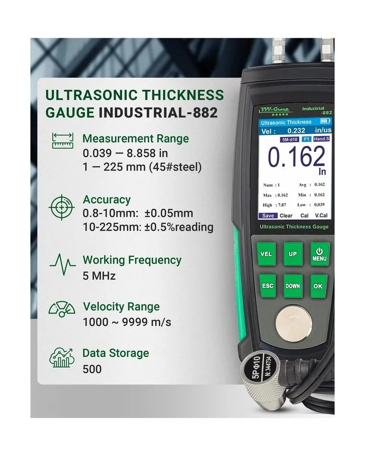 Толщиномер Ultrasonic Thickness Gauge Industrial-882 / Steel Metal Thickness Gau