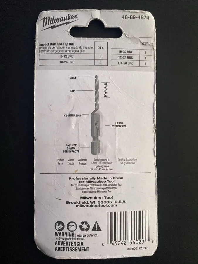 Режущий инструмент Milwaukee Shockwave Impact Drill and Tap Bit Set of 5 48-89-4