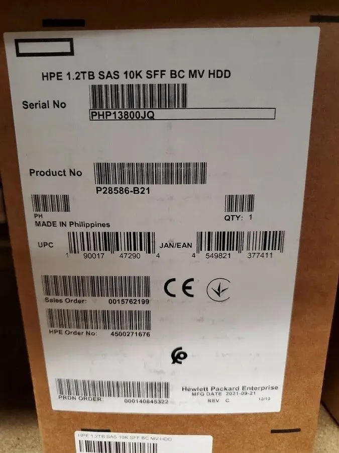 Жёсткий диск P30563-001 HPE 1.2TB 2.5" SAS 10K 12G Gen10 Plus V2 HDD Hard Drive