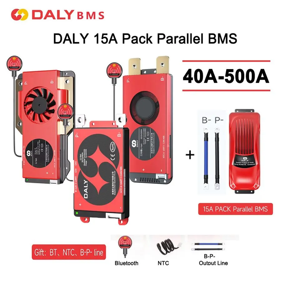 Аккумулятор Daly BMS 15A Parallel 4S 8S 12S 16S 12V 24V 48V 40-500A для Li-ion L