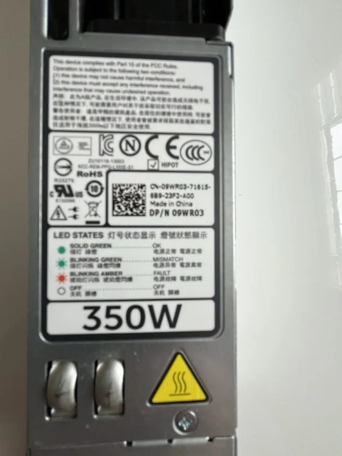 Блок питания Dell 350W Server Power Supply Hot Plug PSU DP/N 09WR03 PowerEdge — фото лота 1
