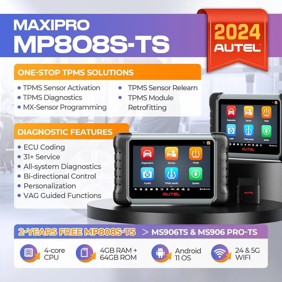 Диагностический сканер 2025 Autel MaxiPRO MP808S-TS MP808S Diagnostic Scanner TP