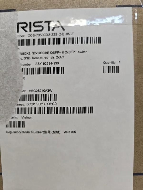 Коммутатор Arista DCS-7050CX3-32S-F, 32x100GbE QSFP+2xSFP+ Data Center Switch — фото лота 1