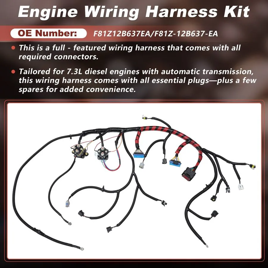 Жгут проводов Engine Wiring Harness для F250 F350 F450 F550 V8 7.3L Diesel F81Z- — фото лота 2