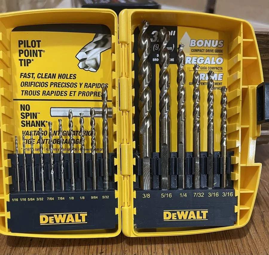 Режущий инструмент Dewalt Gold Ferrous Pilot Point Drill Bit Set DW1170 — фото лота 1