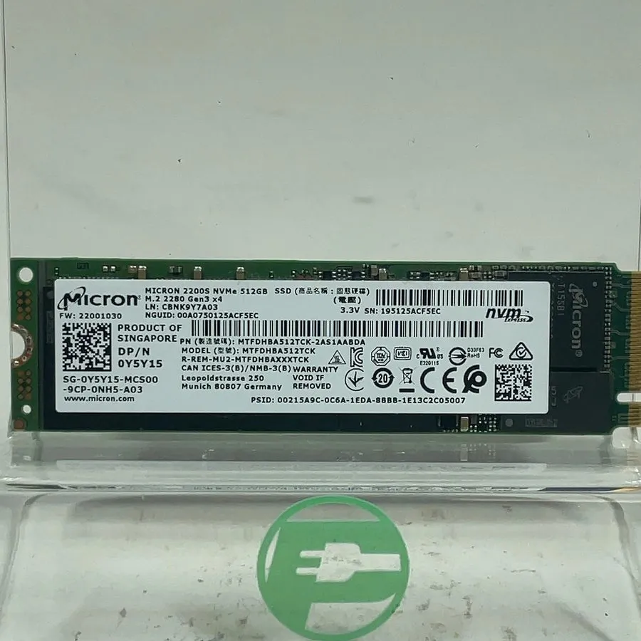 SSD-накопитель Micron 512Gb SSD M.2 2280 NVMe Gen3 x4 Solid State Drive MTFDHBA5