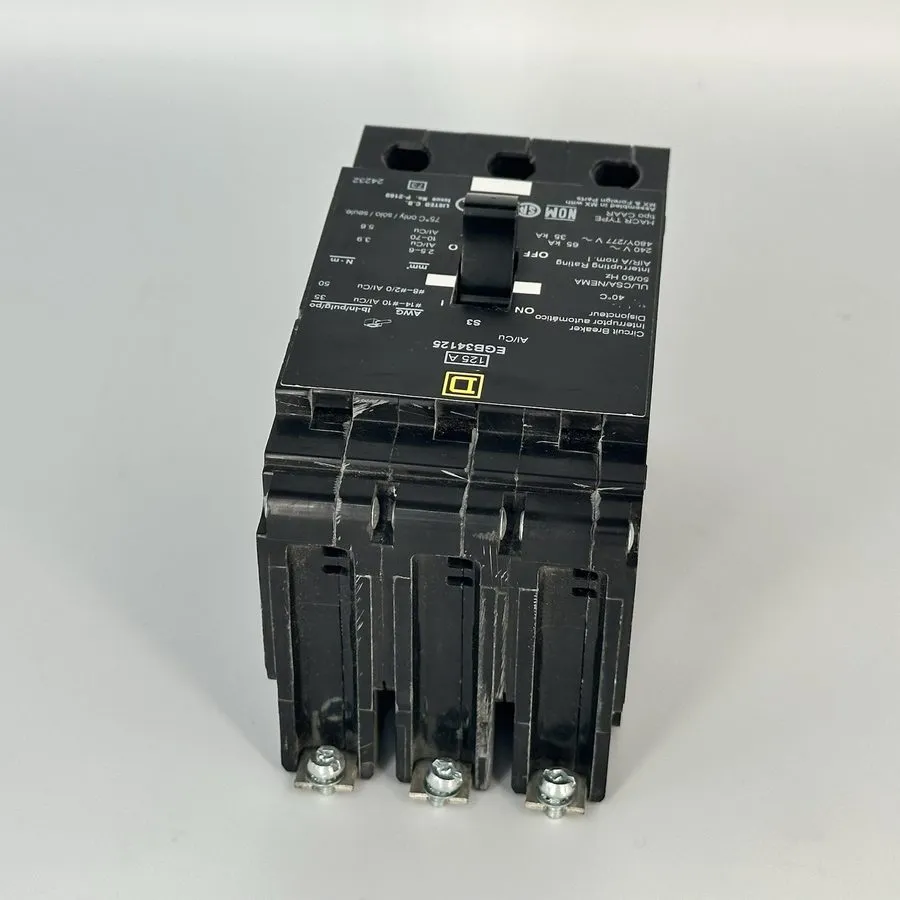 Автоматический выключатель Square D EGB34125 3 Pole 125 Amp 480V Circuit Breaker — фото лота 1