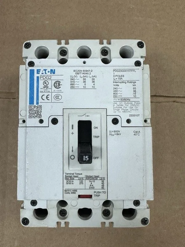Автоматический выключатель Eaton PDG2 PDG23G0015TFFL Circuit Breaker 15A 3-Pole 