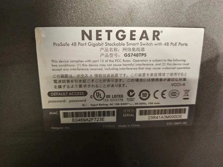Коммутатор NETGEAR ProSafe GS748TPS 48 Port Gigabit PoE Stackable Smart Switch