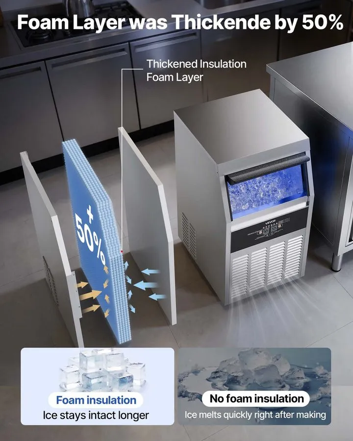 Льдогенератор VEVOR Commercial Ice Maker 100 lbs/24h Ice Machine 16-30 lbs Stora — фото лота 2