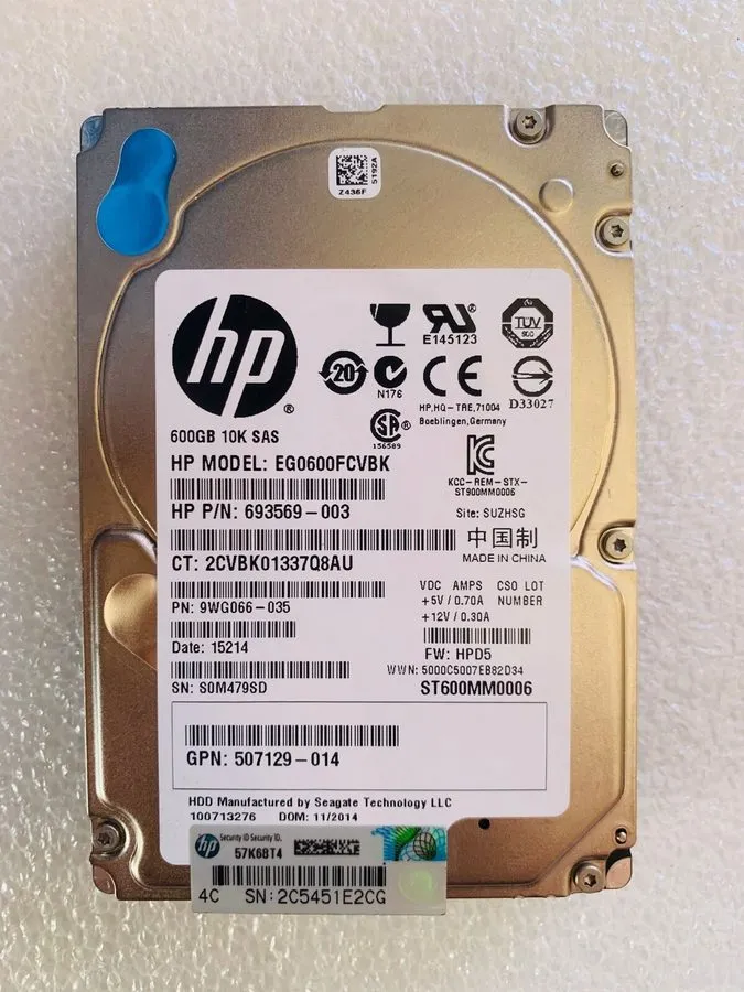Жёсткий диск HP ST600MM0006 EG0600FCVBK 600GB 10K 2.5" SAS HDD 693569-003 507129