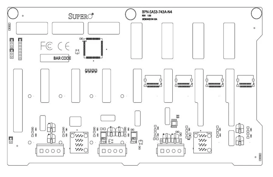 Сервер Supermicro BPN-SAS3-743A-N4 8-port 4U/Tower (SC743/745) 3.5-inch SAS3/SAS