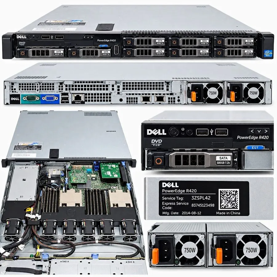 Сервер Dell PowerEdge R420 1U Dual Intel Xeon 2.4GHz 192GB DDR3 Ram HDD removed