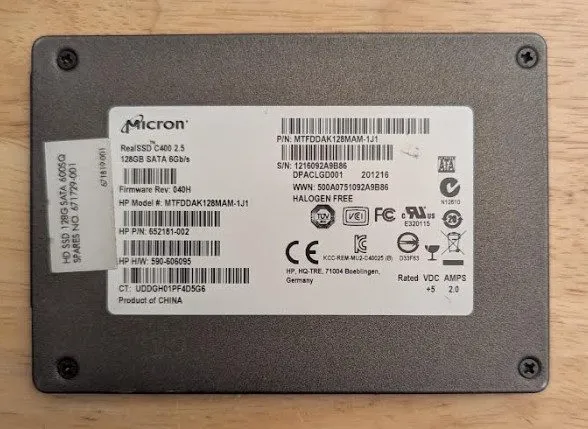 SSD-накопитель Micron RealSSD C400 128GB 2.5" SATA 6Gb/s SSD HP MTFDDAK128MAM-1J