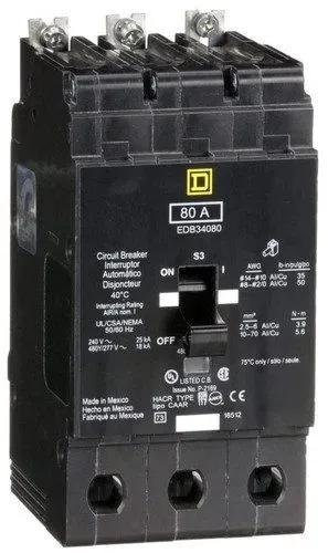 Автоматический выключатель Square D EDB34080 N 80A 480V 3 Poles Miniature Circui