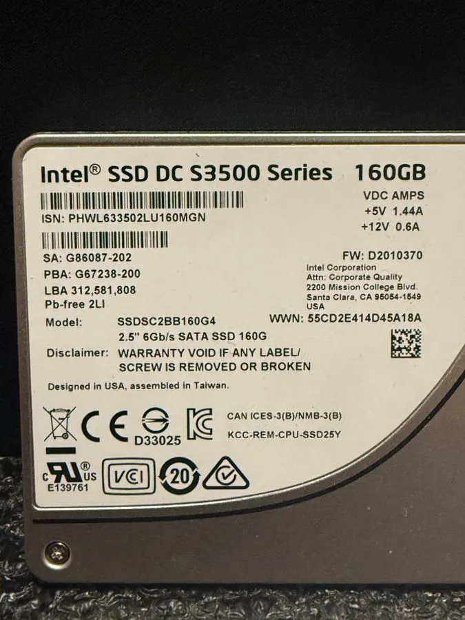SSD-накопитель Intel DC S3500 160GB 2.5'' SATA 6Gb/s SSDSC2BB160G4 SSD Solid Sta — фото лота 1