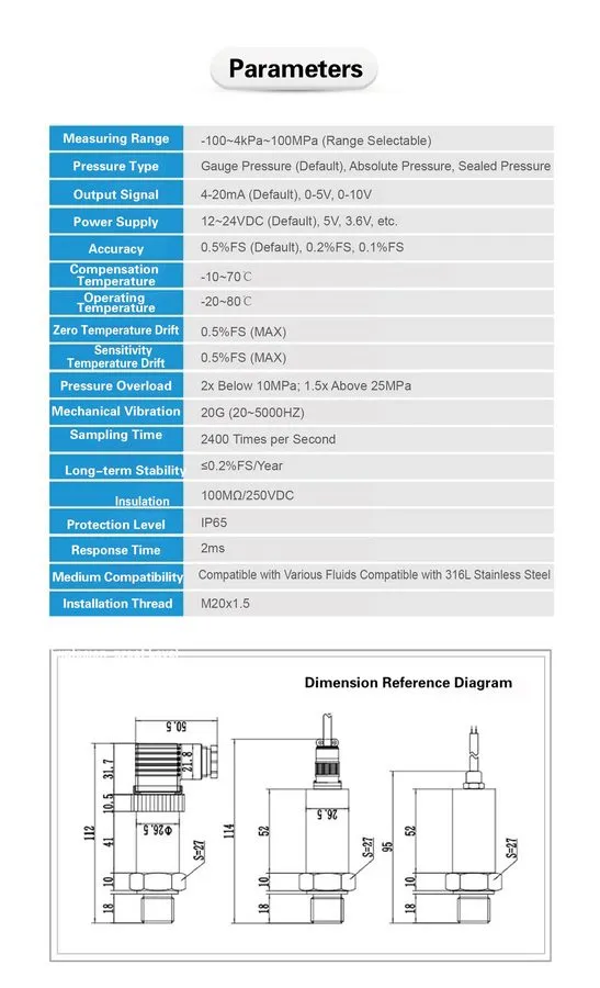 Датчик давления Absolute Pressure Transmitter HTP-300 RS485 4-20mA Modbus IP65 V
