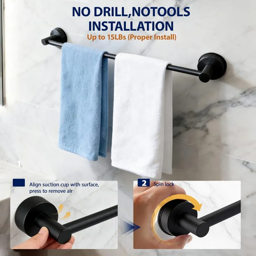 Вакуумная присоска Towel Racks для Bathroom Suction Cup Towel Bar 14.6-24in Adju