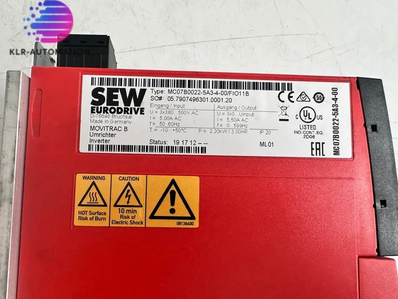 Частотный преобразователь SEW EURODRIVE MOVITRAC MC07B0022-5A3-4-00 AC DRIVE INV — фото лота 2