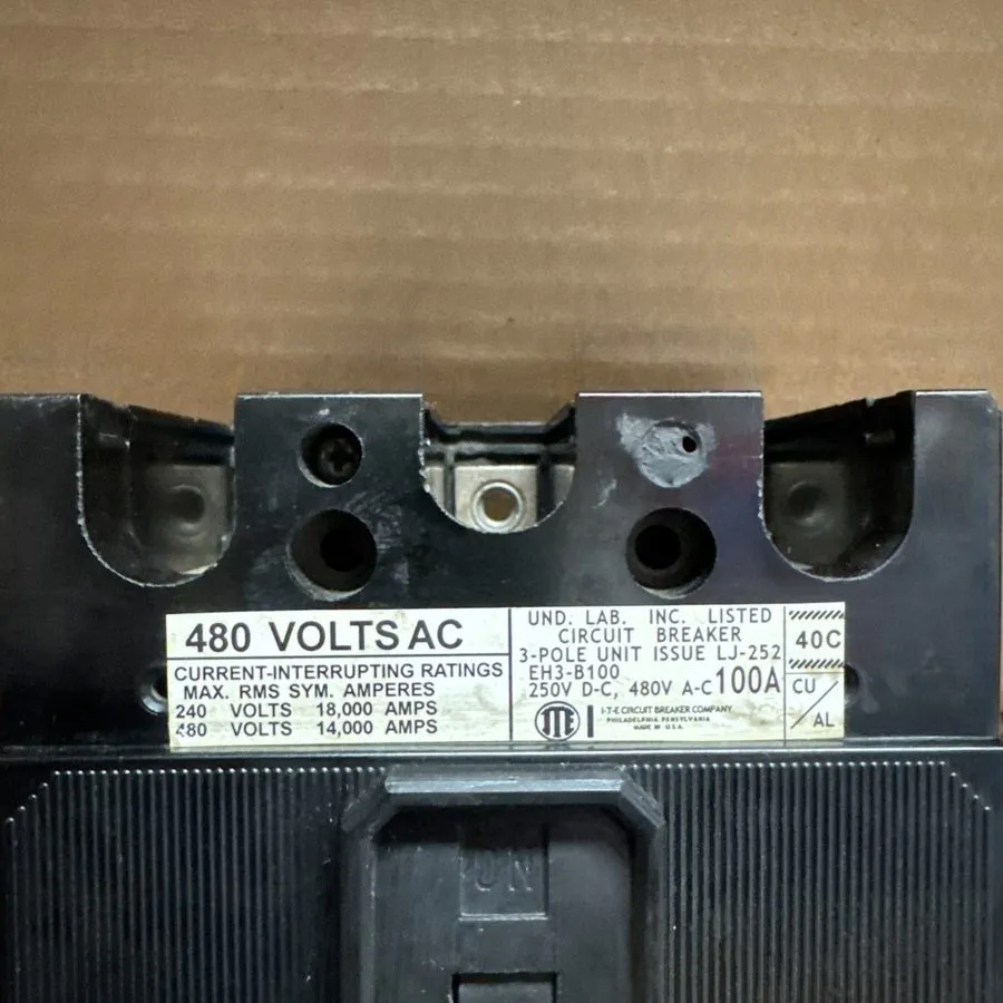 Автоматический выключатель ITE Circuit Breaker EH3B100 100A 480V 3P Mounting Scr