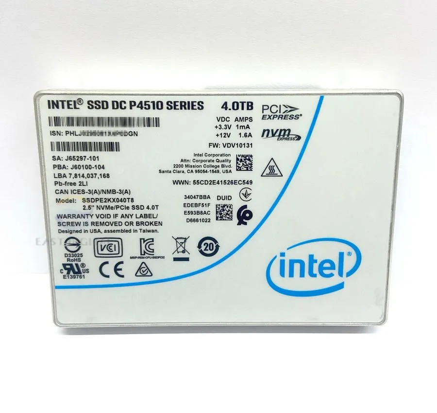 SSD-накопитель Intel P4510 4TB U.2 NVMe PCIe 3.0 2.5" Enterprise SSD SSDPE2KX040