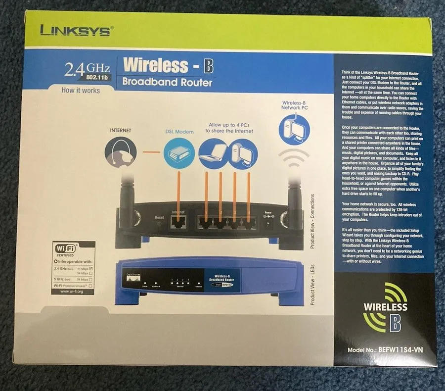 Маршрутизатор Linksys BEFW11S4 11 Mbps 4-Port 10/100 Wireless B Router