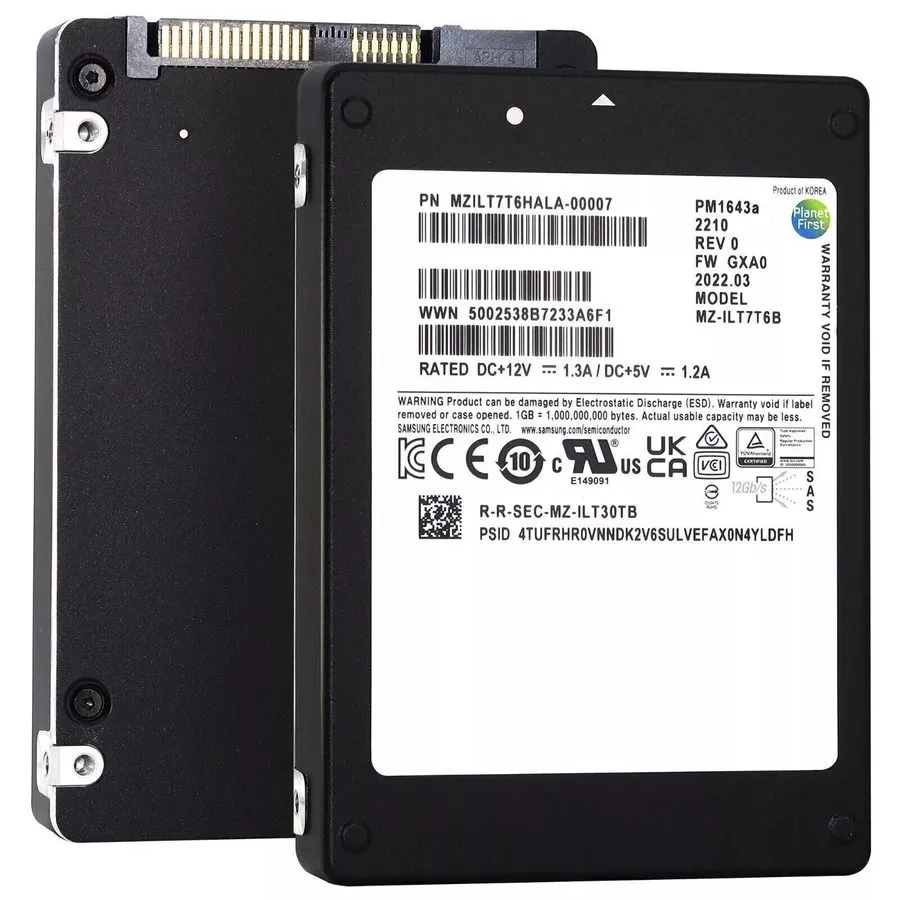 SSD-накопитель Samsung PM1643a 7.68TB SAS 12Gb/s 2.5" Enterprise SSD—MZILT7T6HAL