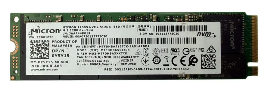 SSD-накопитель Micron 512Gb SSD M.2 2280 NVMe Gen3 x4 Solid State Drive MTFDHBA5