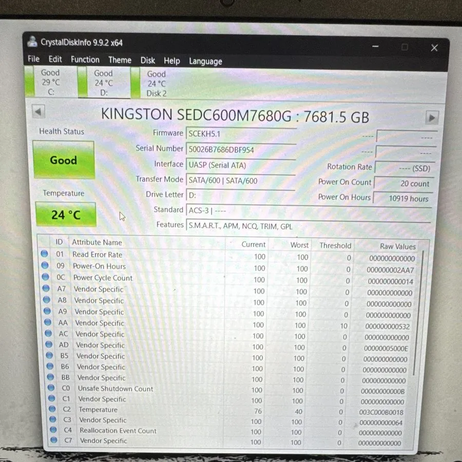 SSD-накопитель Kingston DC600M 7.68TB 2.5" SATA Enterprise SSD SEDC600M/7680G 99 — фото лота 2
