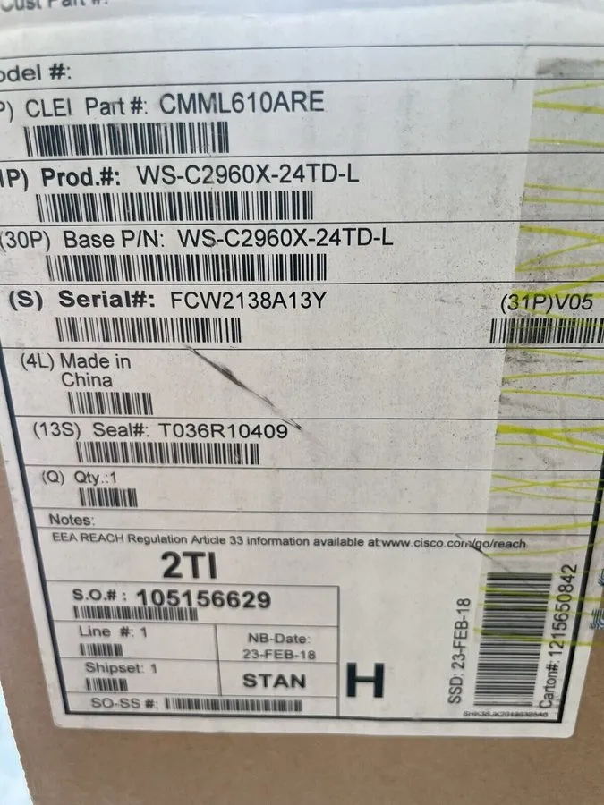 Коммутатор Cisco WS-C2960X-24TD-L 24 Port Gigabit 2x 10G SFP LAN Base Switch