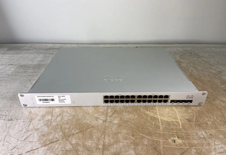 Коммутатор Cisco Meraki MS250-24P 24-Port PoE+ Layer 3 Switch 370W 10G SFP+