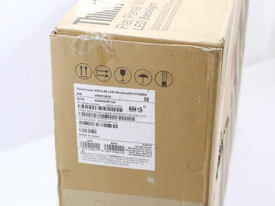Монитор Lenovo ThinkVision E27q-20 27" Class WQHD LED Monitor Black