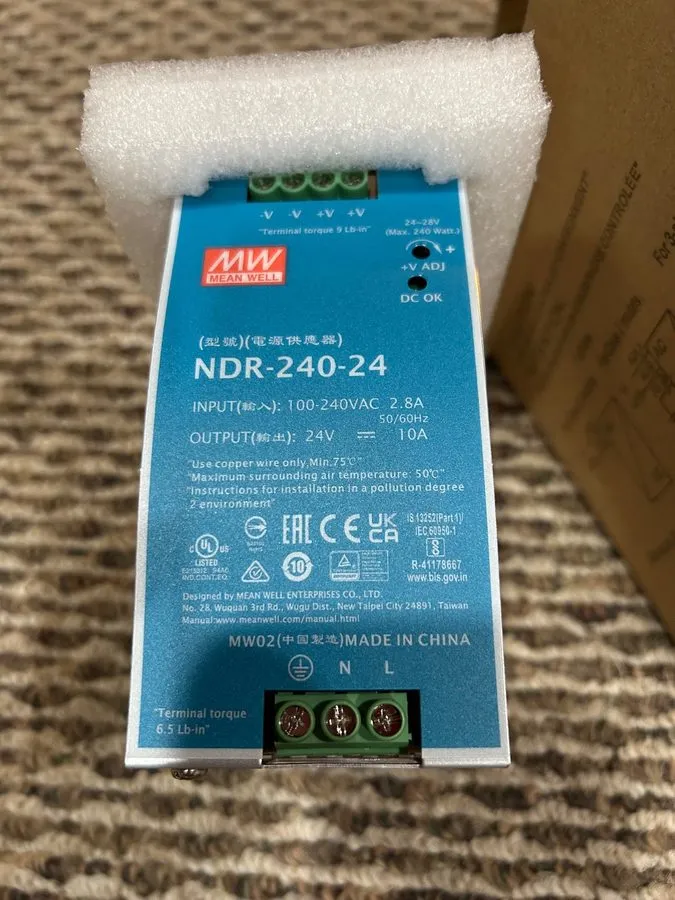 Блок питания MEAN WELL NDR-240-24 24VDC 10 Amp 240W Industrial DIN Rail Power Su