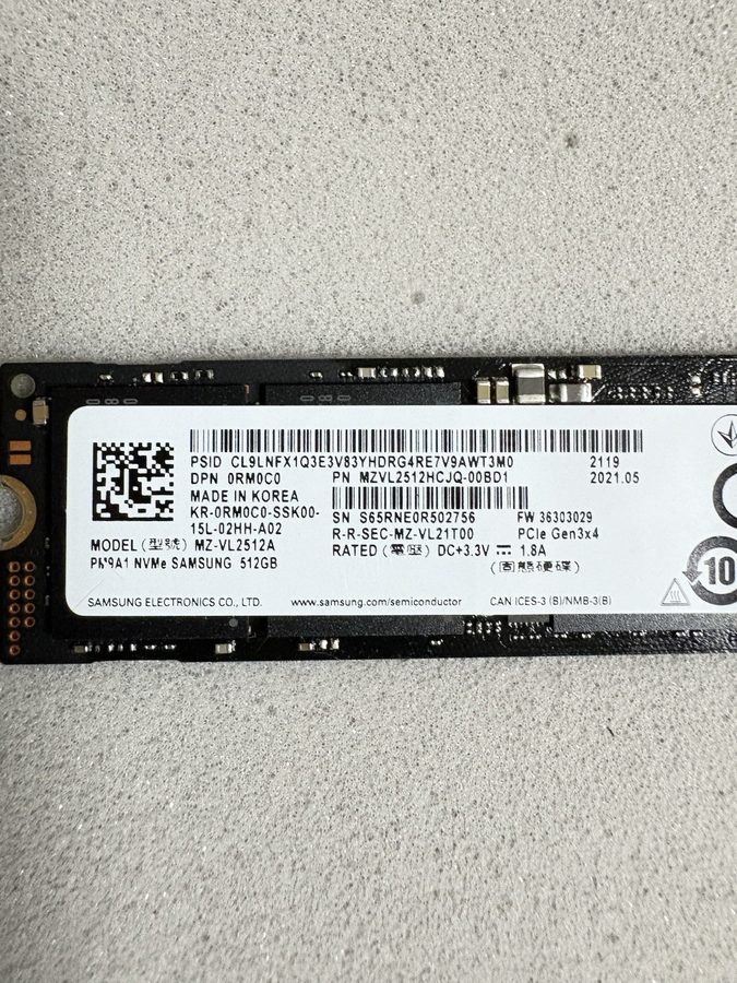 SSD-накопитель Samsung PM9A1 512GB M.2 2280 NVMe SSD PCIe Gen3 x4 MZVL2512HCJQ-0