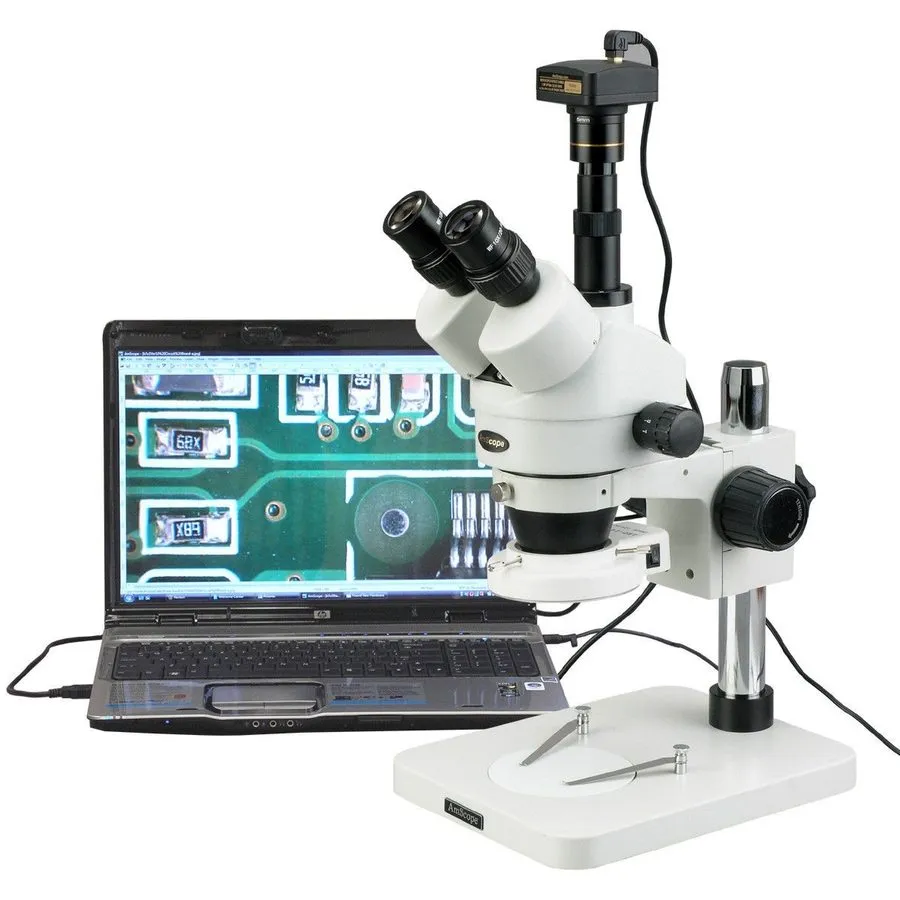 Микроскоп 3.5X-180X Simul-Focal Stereo Zoom Microscope + 30W Dual LED Lights + 5