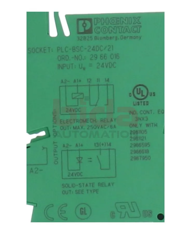 Колодка реле Phoenix Contact 2966016 Relay Socket SPDT 250V 6A, 24VDC Coil, DIN 