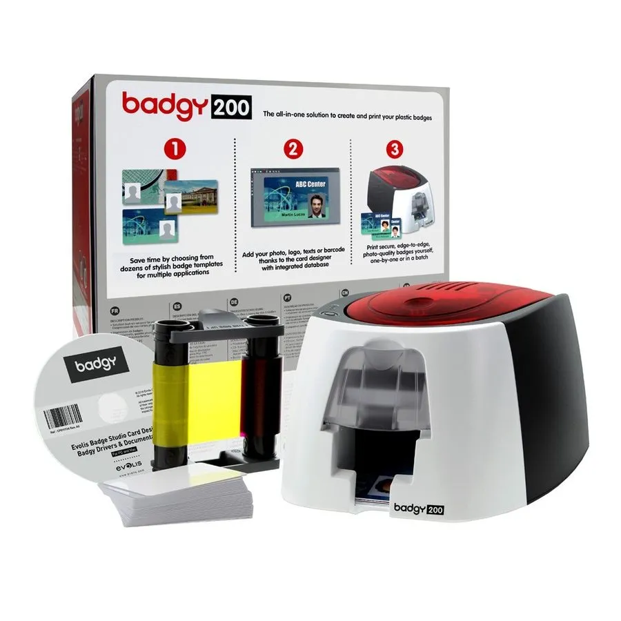 Принтер этикеток Evolis B22U0000RS Badgy200 Card Printer Color 100 Card Feeder
